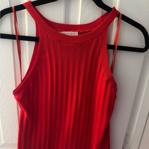 Red Sleeveless Knit Top